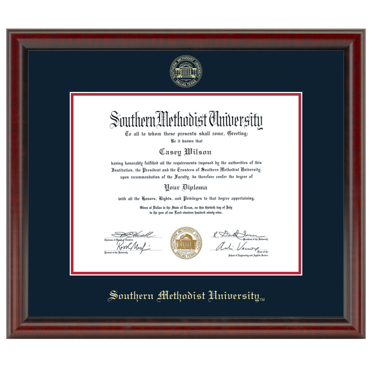 Southern Methodist University Diploma Frame - Fidelitas | Graduation Gift