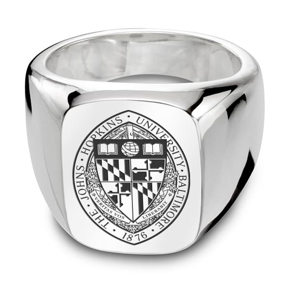 Johns Hopkins University Sterling Silver Rectangular Cushion Ring At M LaHart Co