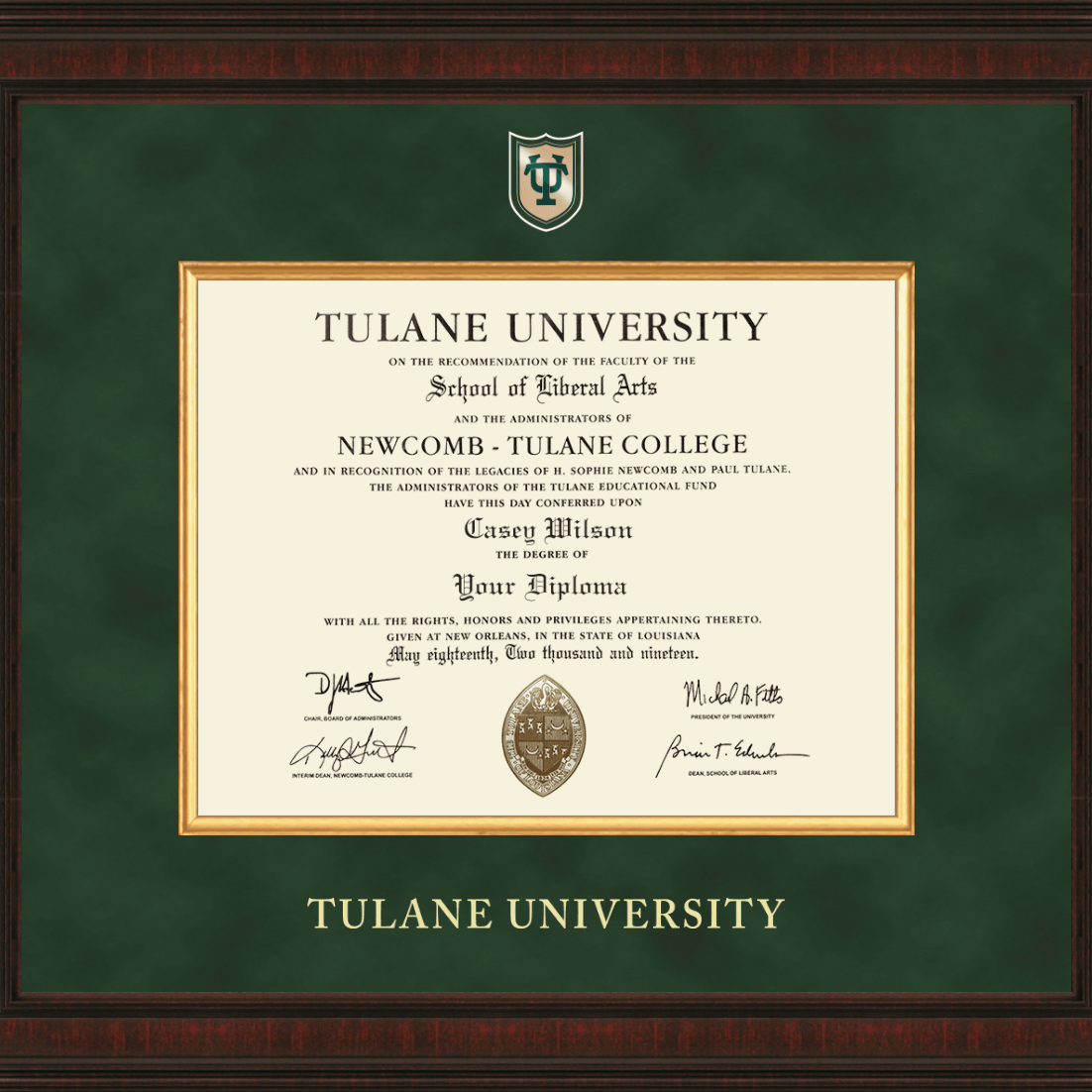 Tulane University Diploma Frame Excelsior Graduation Gift